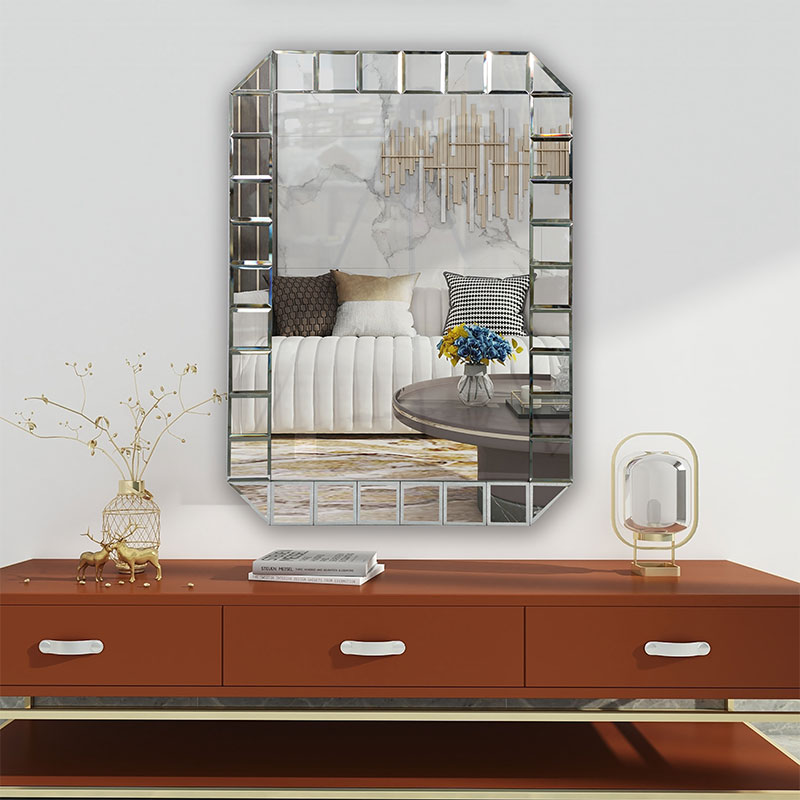 Wooden Frame Mirror On Mirror Glass Mirror XR38110-4